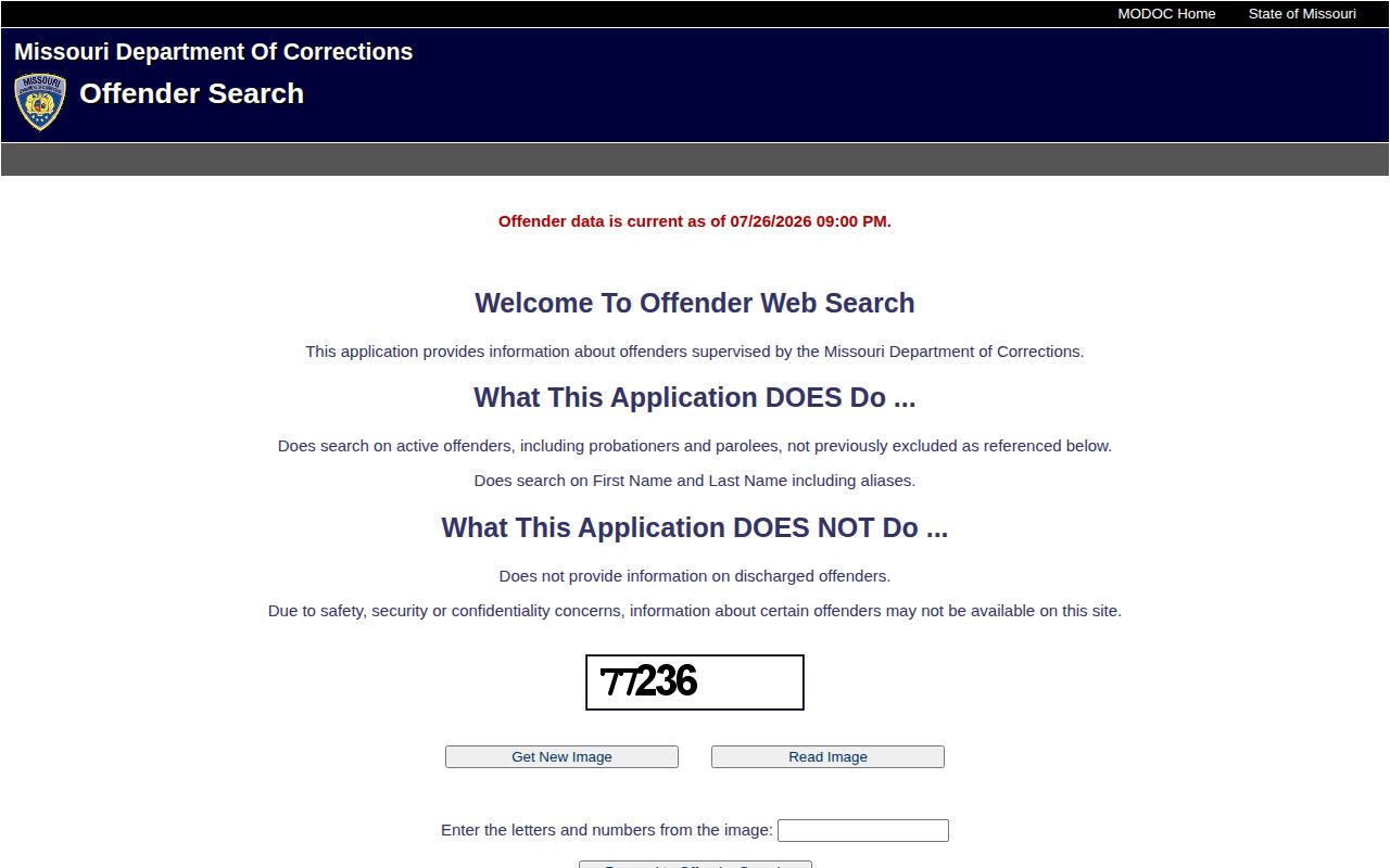 Maryville Treatment Center active MODOC release search scope