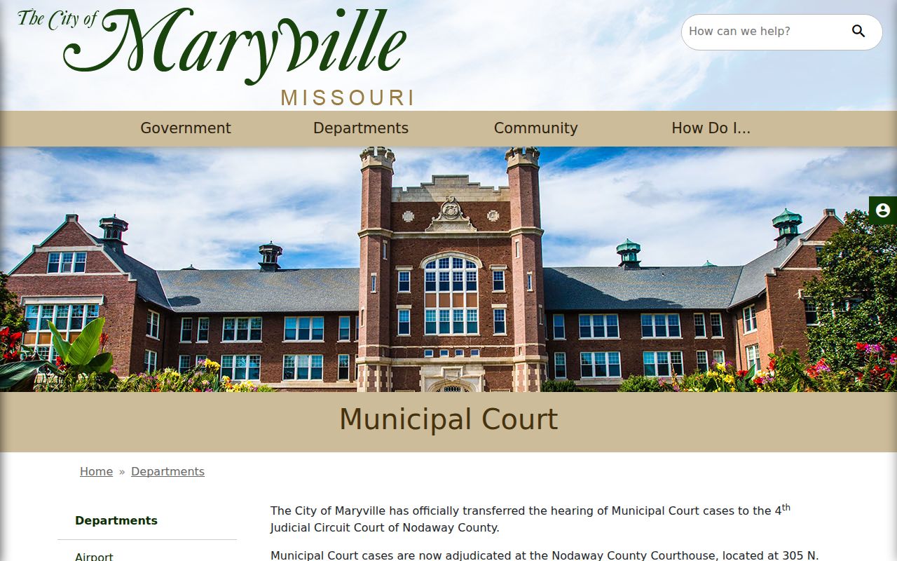 Maryville court route for Nodaway County release records