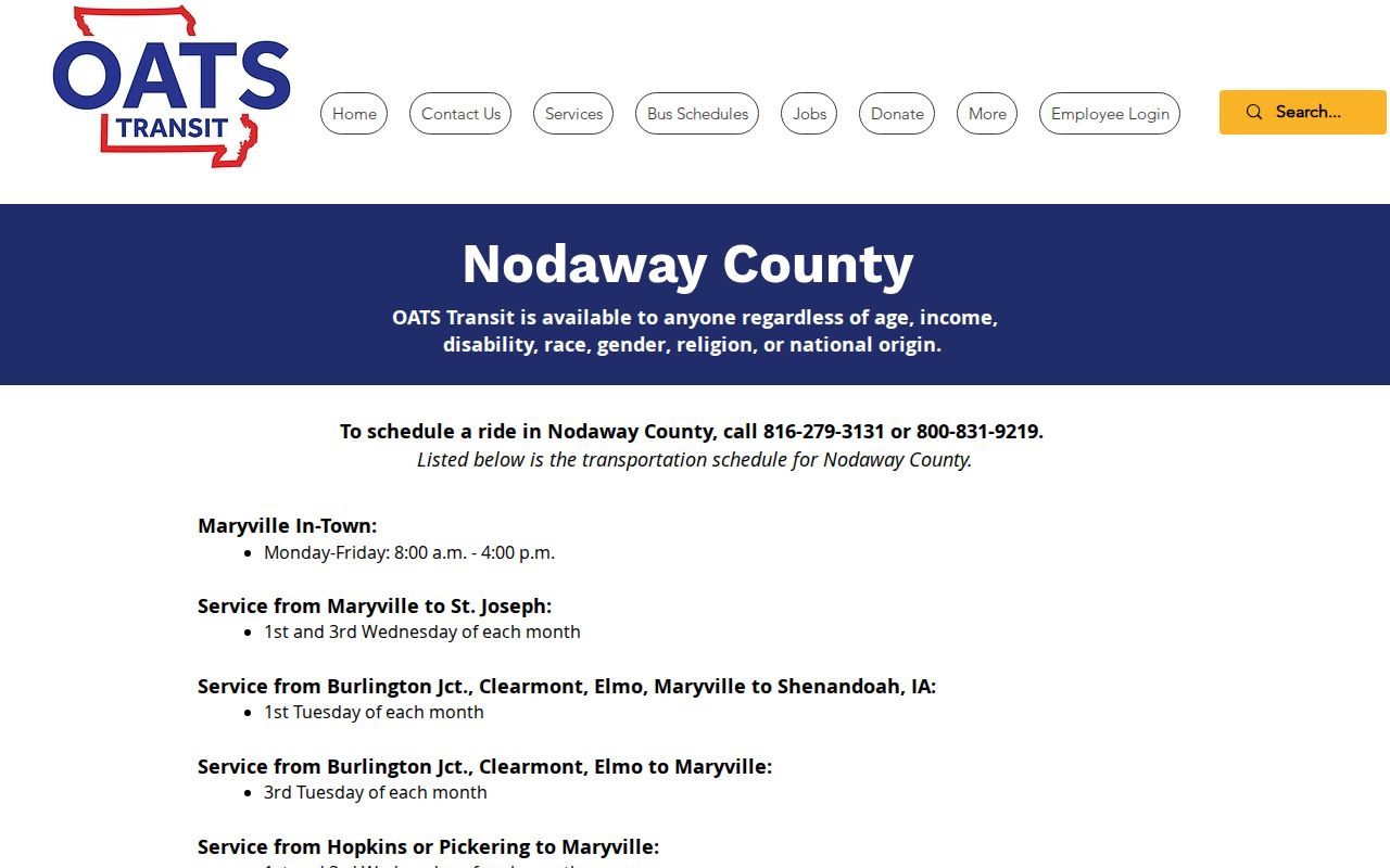 OATS transportation after a Nodaway County inmate release